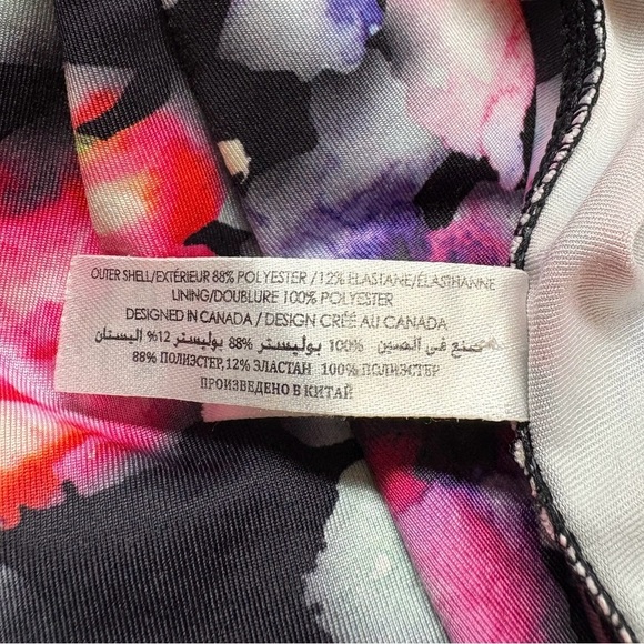 Aqua La Vie En Rose, Floral Halter Tankini Top, Size XL, Black, Pink - Picture 8 of 9